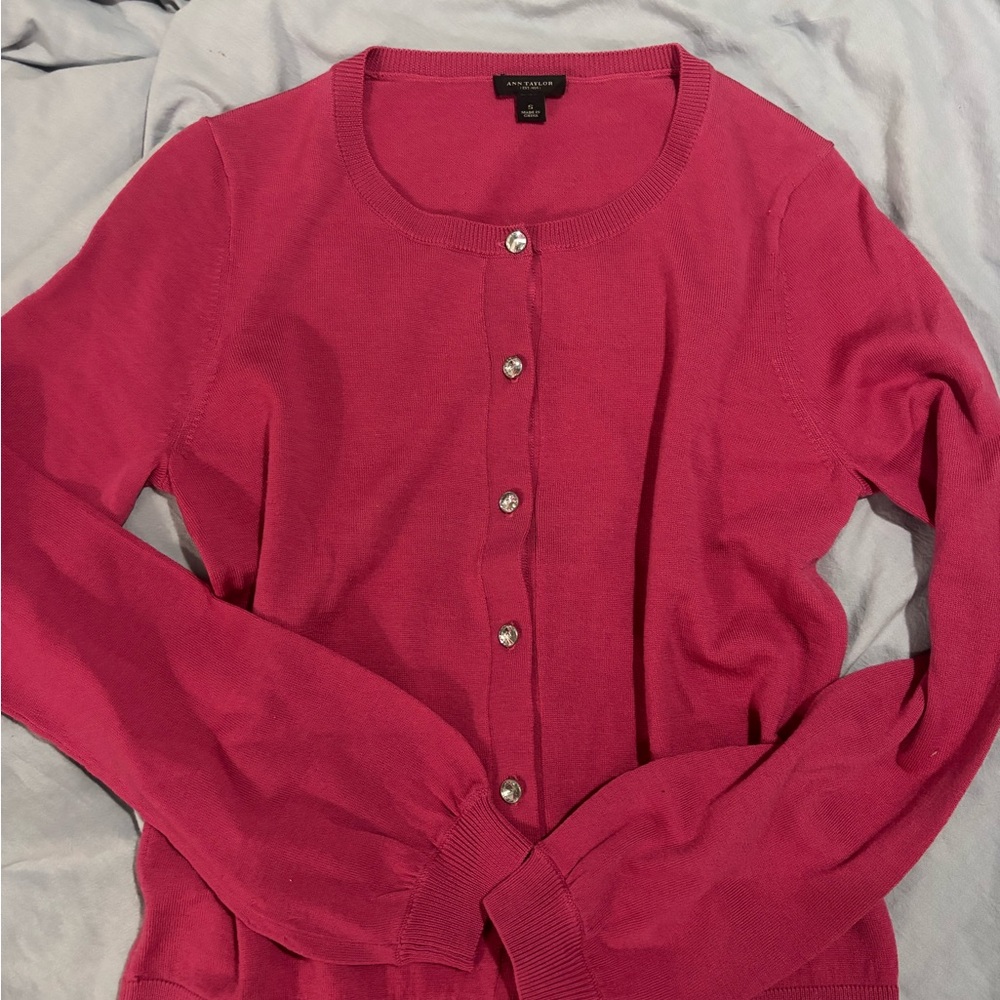 Merino Wool Fuchsia Cardigan Sweater